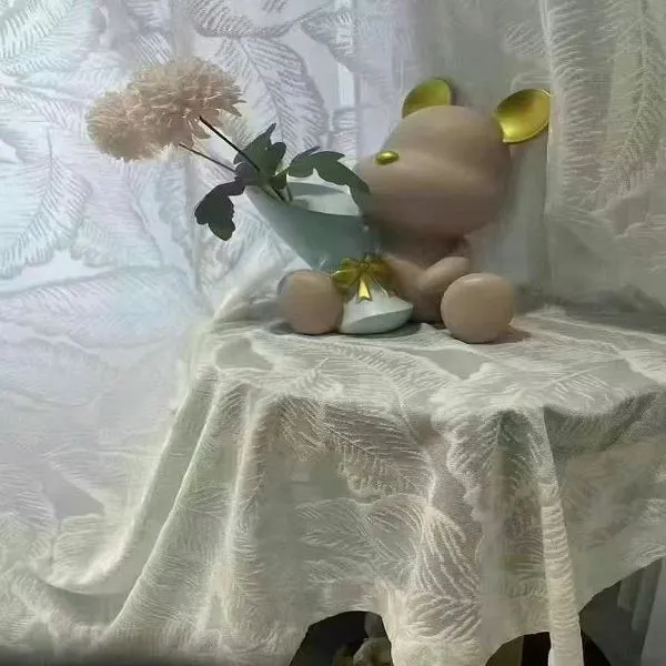 Keqiao wholesale dust-resistant cream leaf pattern lace fabric - boutique guesthouse window screen material