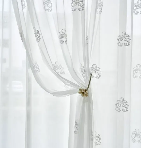 Keqiao wholesale white ornate sheer curtains - classic textured window screen