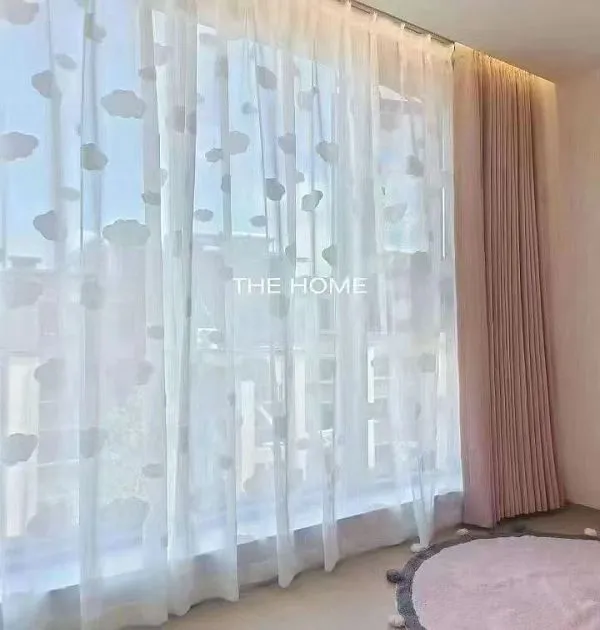Keqiao wholesale white cloud pattern sheer curtains - kids' nursery window screen