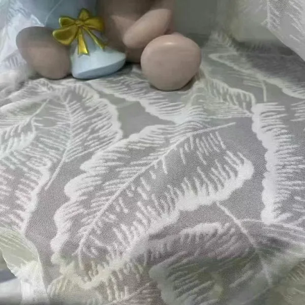 Keqiao wholesale dust-resistant cream leaf pattern lace fabric - boutique guesthouse window screen material