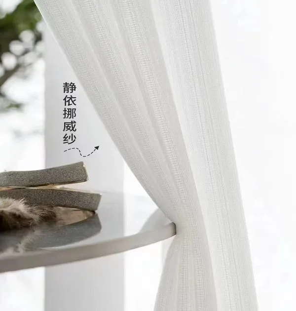 Wholesale white Norwegian sheer curtain – textured voile for minimalist home