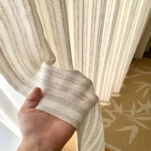 Wholesale natural textured striped linen blend sheer curtain – light filtering for home
