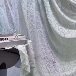 Keqiao wholesale light gray floral lace sheer curtains: Washable vintage elegant window screens for boutique hotels, living room & bedroom. Durable, ideal for bulk orders.