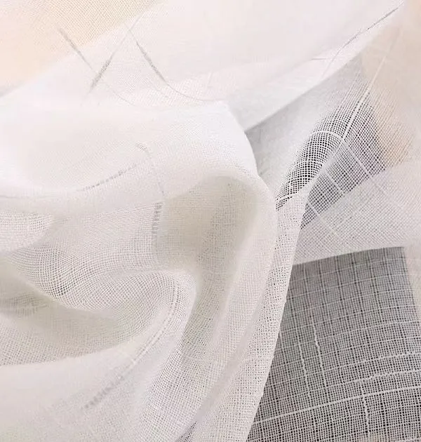 Wholesale white minimalist grid sheer curtain – transparent voile for modern interior