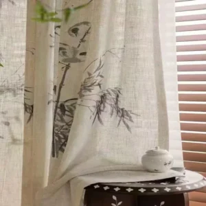 Keqiao wholesale stain-resistant oriental bird bamboo print curtains - boutique guesthouse window screen