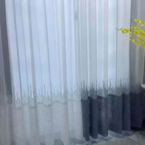 Keqiao wholesale gradient gray cityscape sheer curtains - modern urban window screen