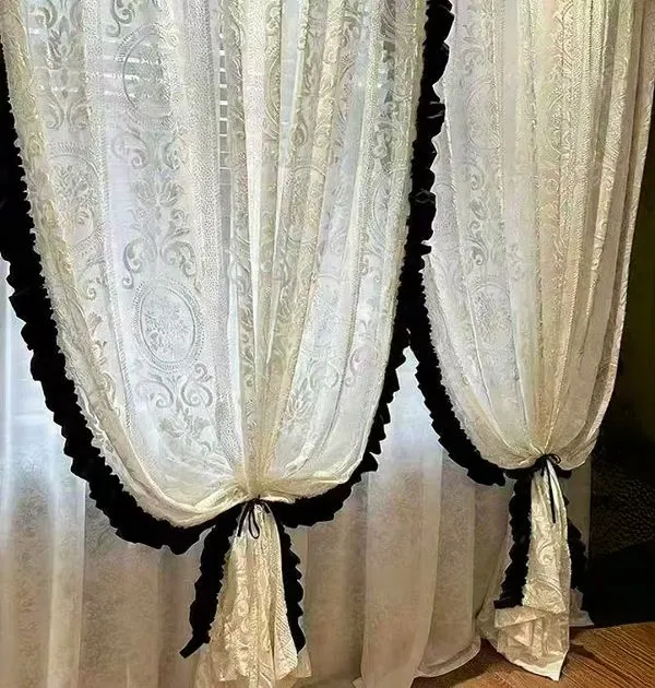 Keqiao wholesale fire retardant white floral embroidered sheer curtains - bed-and-breakfast window screen
