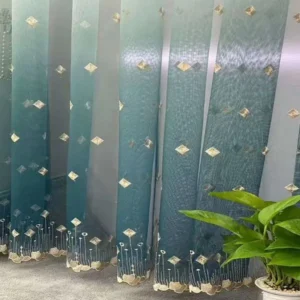 Keqiao wholesale fire retardant gradient blue rhinestone curtains - luxury boutique window screen