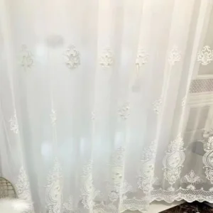 Keqiao wholesale white Baroque embroidered sheer curtains - vintage luxury window screen