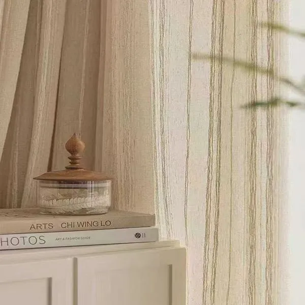 Keqiao wholesale anti-static linen-textured beige curtains - co-working space window screen