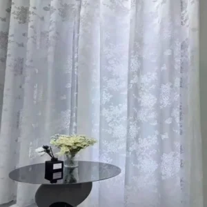 Keqiao wholesale light gray floral lace sheer curtains - vintage elegant window screen