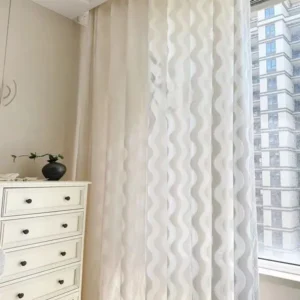 Wholesale beige wave pattern sheer curtains - modern light-filtering window screen