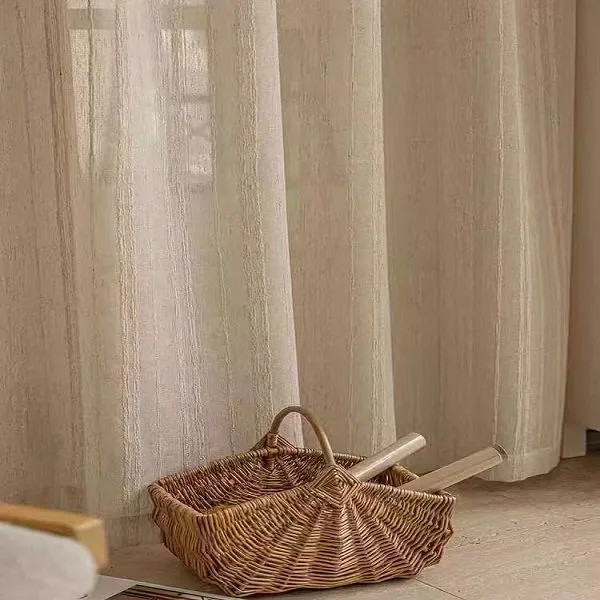 Keqiao wholesale anti-static linen-textured beige curtains - co-working space window screen
