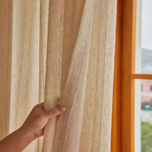 Keqiao wholesale anti-static linen-textured beige curtains - co-working space window screen