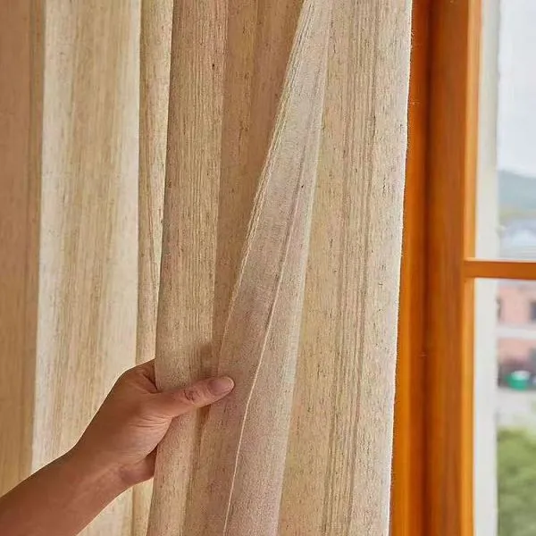 Keqiao wholesale anti-static linen-textured beige curtains - co-working space window screen