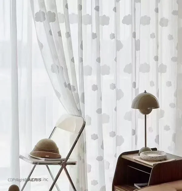 Keqiao wholesale white cloud pattern sheer curtains - kids' nursery window screen