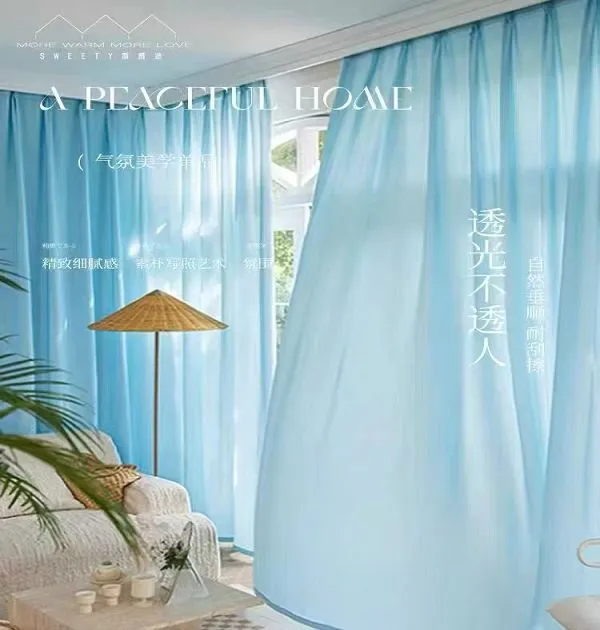 Wholesale light blue scratch-resistant phantom sheer curtain – high-performance window screen