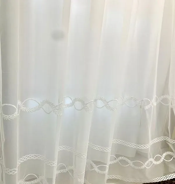 Keqiao wholesale UV blocking white embroidered sheer curtains - boutique hotel window screen