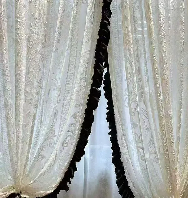 Keqiao wholesale fire retardant white floral embroidered sheer curtains - bed-and-breakfast window screen