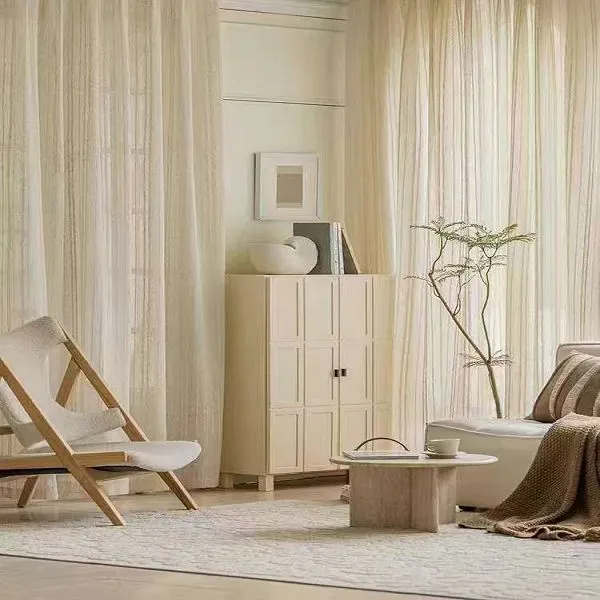 Keqiao wholesale anti-static linen-textured beige curtains - co-working space window screen