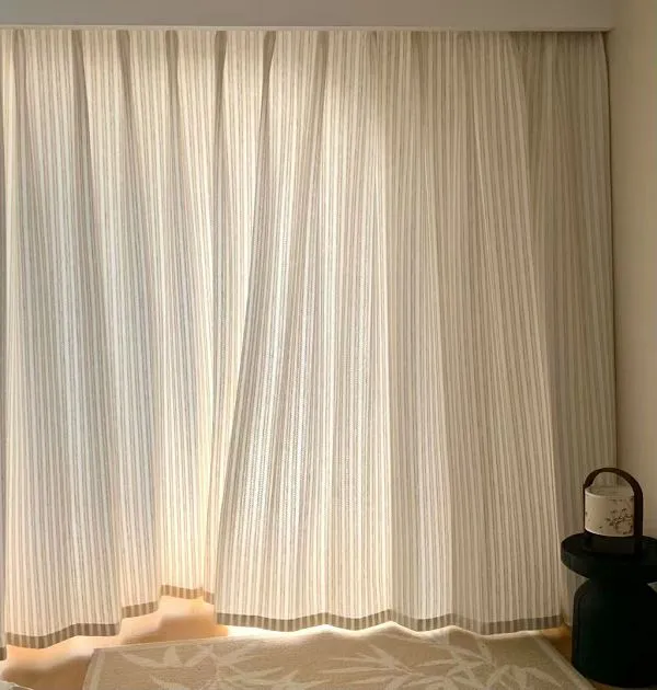 Wholesale natural textured striped linen blend sheer curtain – light filtering for home