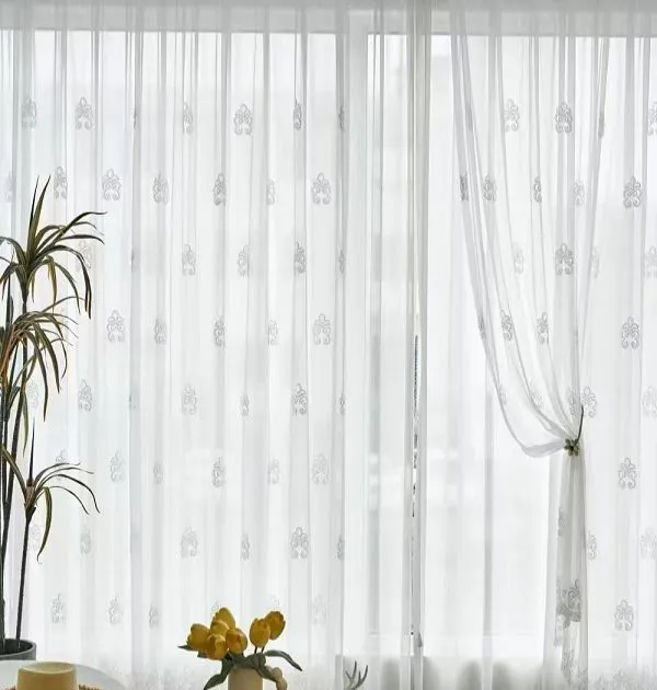 Keqiao wholesale white ornate sheer curtains - classic textured window screen