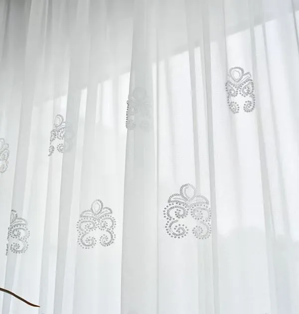 Keqiao wholesale white ornate sheer curtains - classic textured window screen