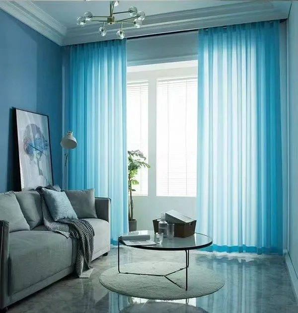 Wholesale light blue scratch-resistant phantom sheer curtain – high-performance window screen