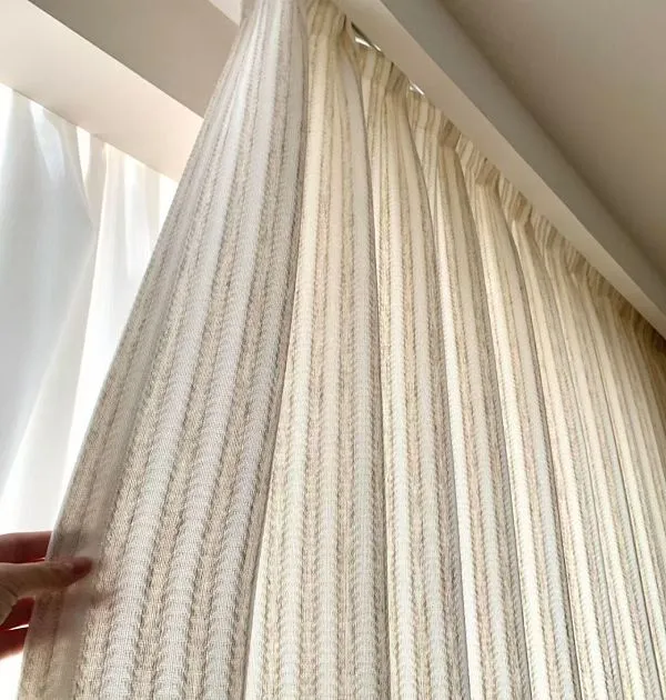 Wholesale natural textured striped linen blend sheer curtain – light filtering for home