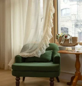 French style lace sheer curtain fabric detail white tulle embroidery wholesale