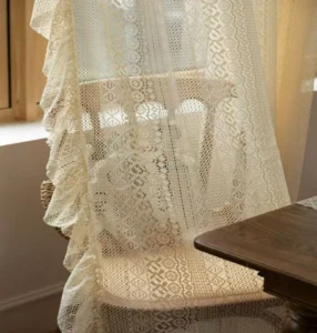 French style lace sheer curtain fabric detail white tulle embroidery wholesale