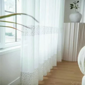 Keqiao China white embroidered tulle fabric sample