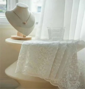 Keqiao China white embroidered tulle fabric sample