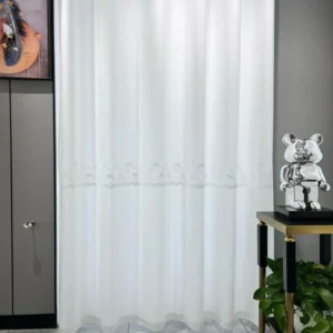 embroidered tulle curtain fabric wholesale white sheer from Shaoxing China for living room and hotel curtains