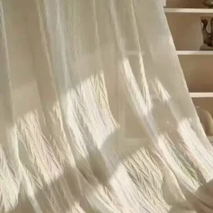 Wholesale leaf-patterned white sheer curtains - elegant textured voile window screen