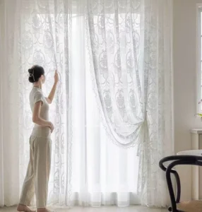 luxury european style lace sheer curtain wholesale keqiao