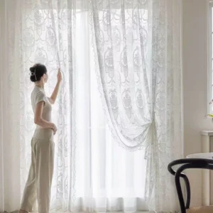 luxury european style lace sheer curtain wholesale keqiao