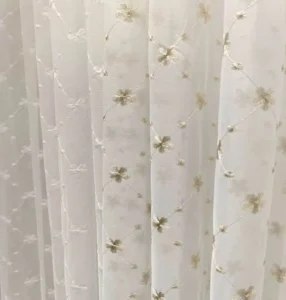 metallic yarn flower embroidery sheer drapery