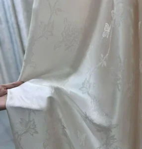 white silk jacquard curtain fabric butterfly floral pattern wholesale