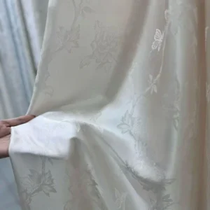 white silk jacquard curtain fabric butterfly floral pattern wholesale
