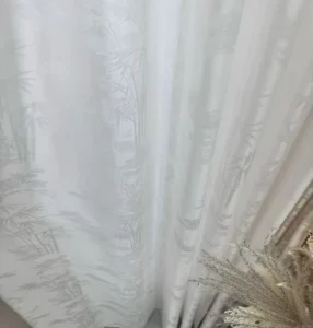 white silk jacquard sheer curtain bamboo pattern