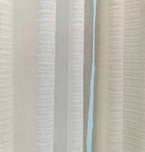 Horizontal textured linen look sheer curtain fabric wholesale