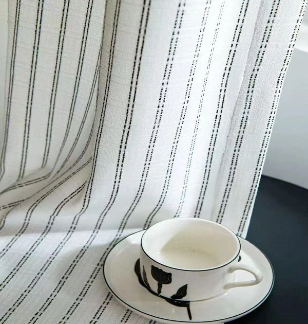 wholesale chenille striped sheer curtain fabric