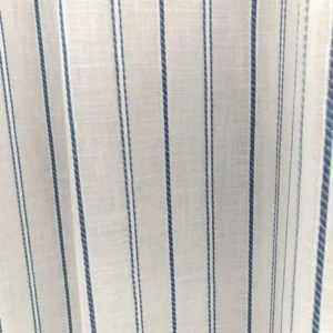 Navy blue striped hotel curtain fabric with a low MOQ of 5 rolls for quick project sourcing