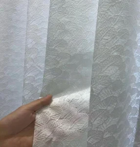 Light filtering leaf jacquard voile sheer fabric swatch for custom window sheer