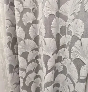 Extra wide seamless floral sheer drapery supply eliminating joining seams for high ceiling villas