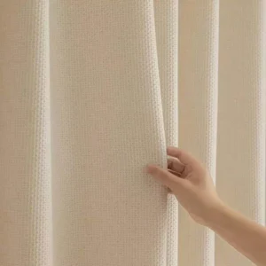 Wholesale 1100g heavy sheer curtains showing high density and texture from a direct B2B factory.